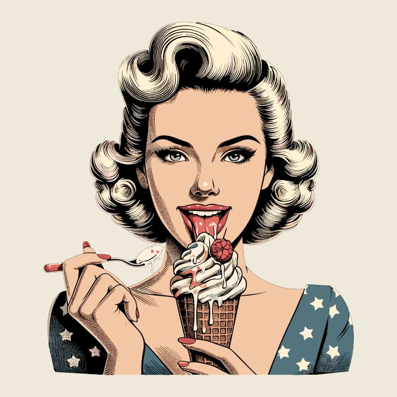Pin Up Retro Rockabilly Eiscreme Softeis Geschenk