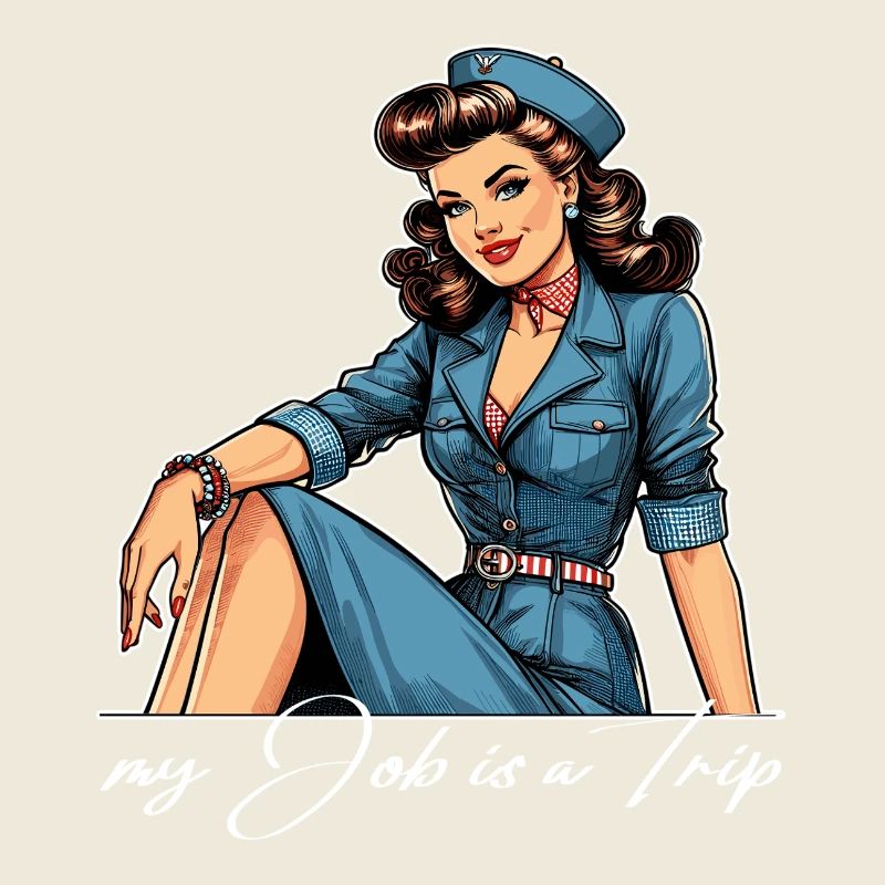 Pin Up Retro Stewardess Beruf Reise Geschenk
