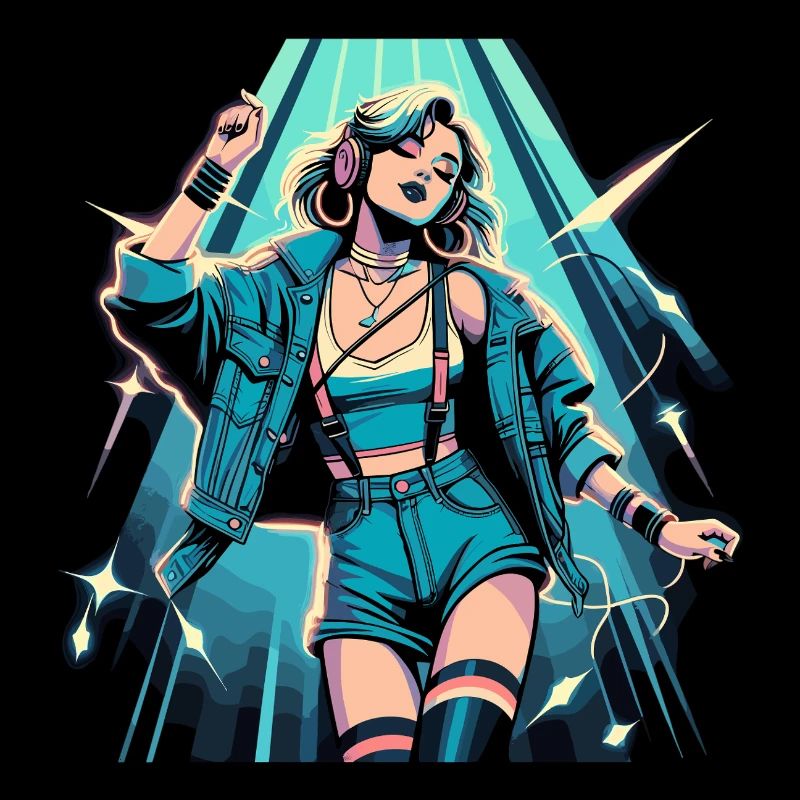 Frau tanzt Tanzen 90er Retro Disco Disko Geschenk