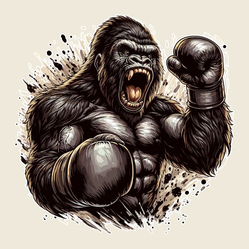 Gorille Boxer Fighter Boxing Roars Cadeau