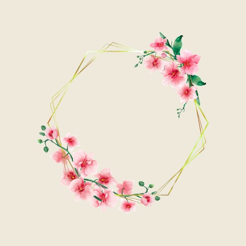 Elegant and Floral Circle Frame with Flowers