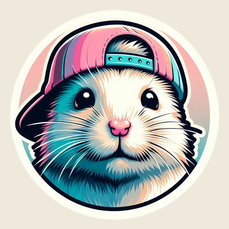 Hamster mit Kappe in Pastell