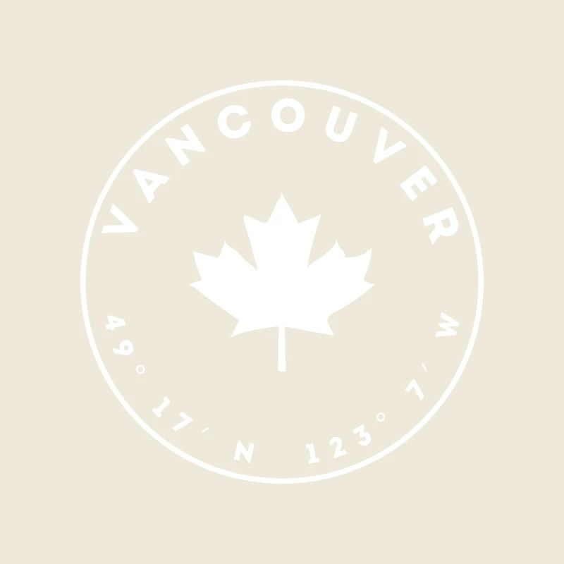 Vancouver with Maple Leaf and Coordinates