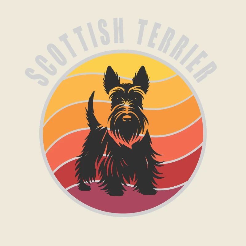 Terrier écossais vintage coucher de soleil