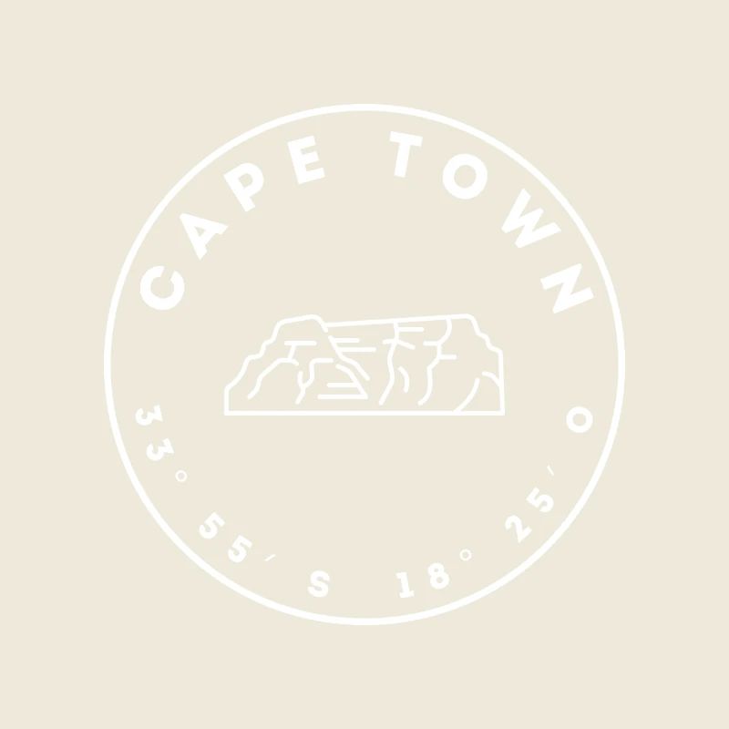 Cape Town with Table Mountain and coordinates
