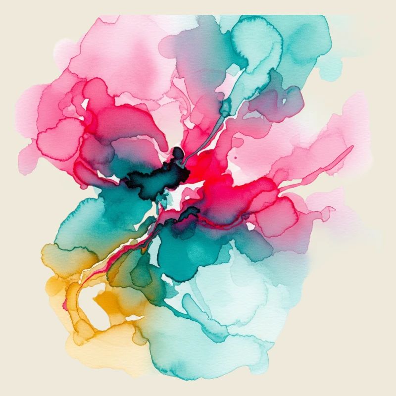 Bloom aquarelle abstraite : explosion de couleurs vives