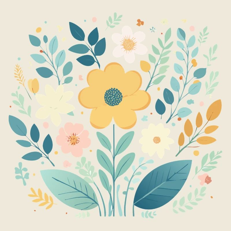 Sanfte pastellfarbene Blumenblüte - Boho Botanical