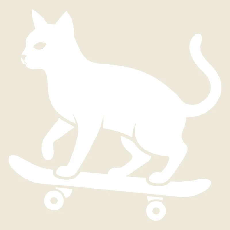 Cool Cat Skateboarder Silhouette Minimaliste