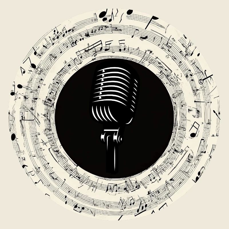Microphone Musical Notes Art