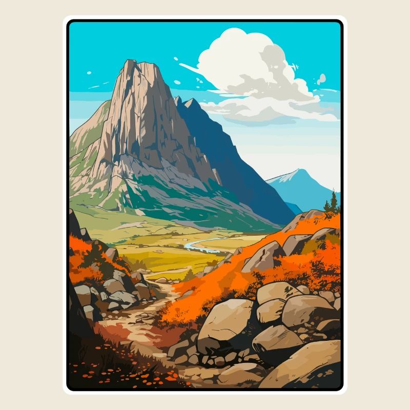 Dolomites Italy Mountain Landscape Illustration