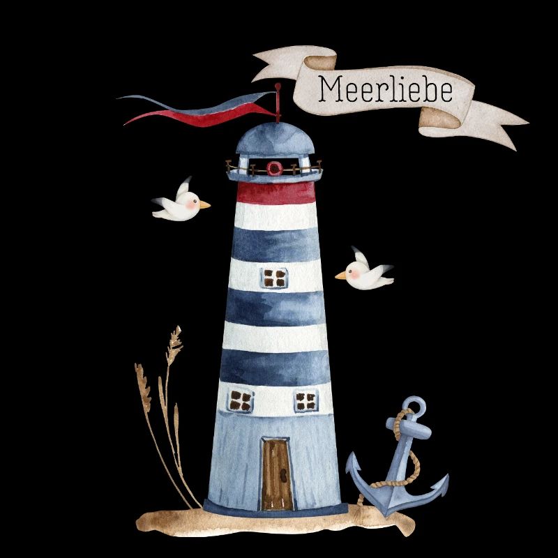 Lighthouse with sea creatures and banner