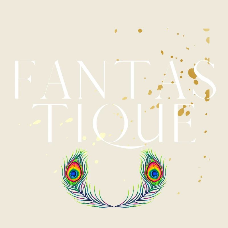 Fantastique - Vibrant Peacock Feathers Typography