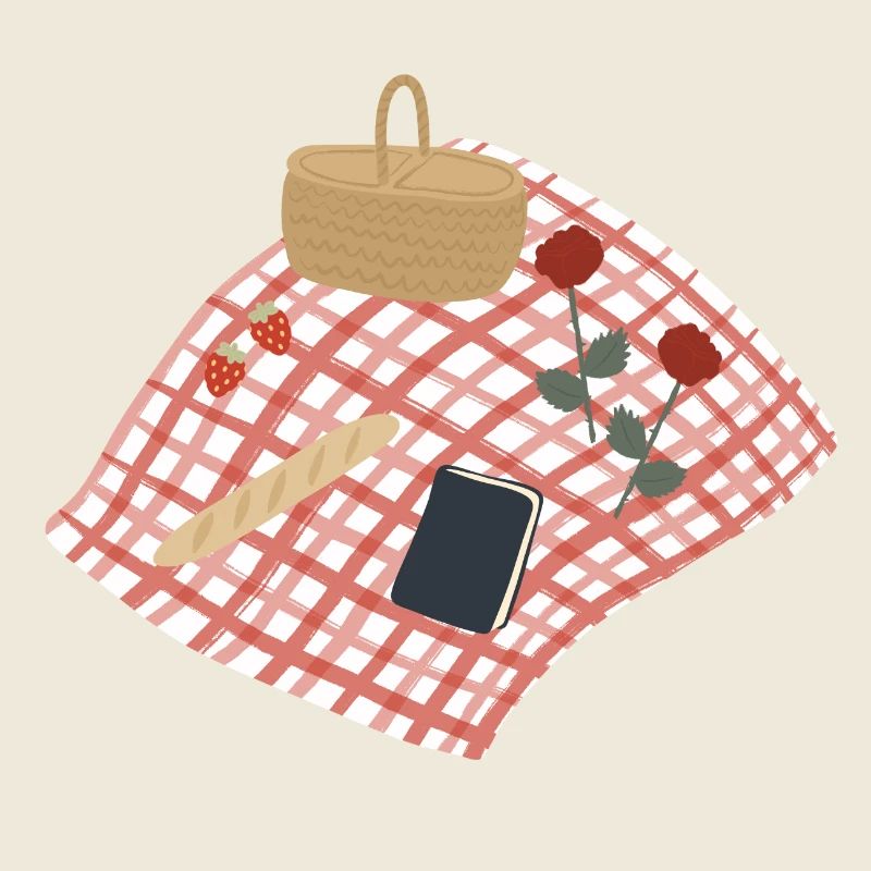 Rustic Picnic Scene Illustration