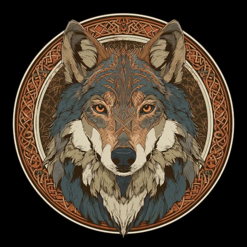 Legendary wolf with Celtic pattern