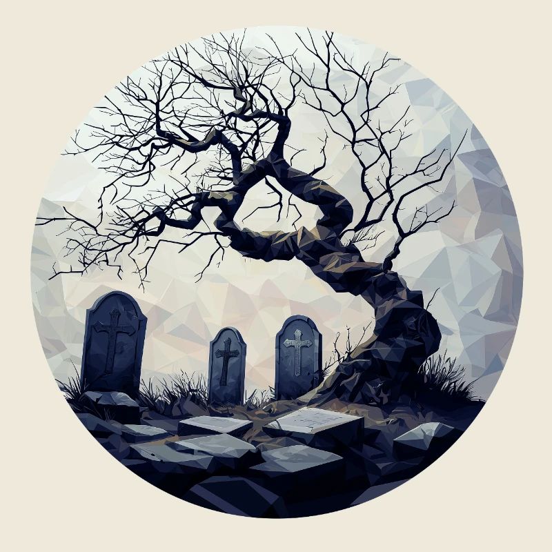 Forgotten gravesite with gnarled tree