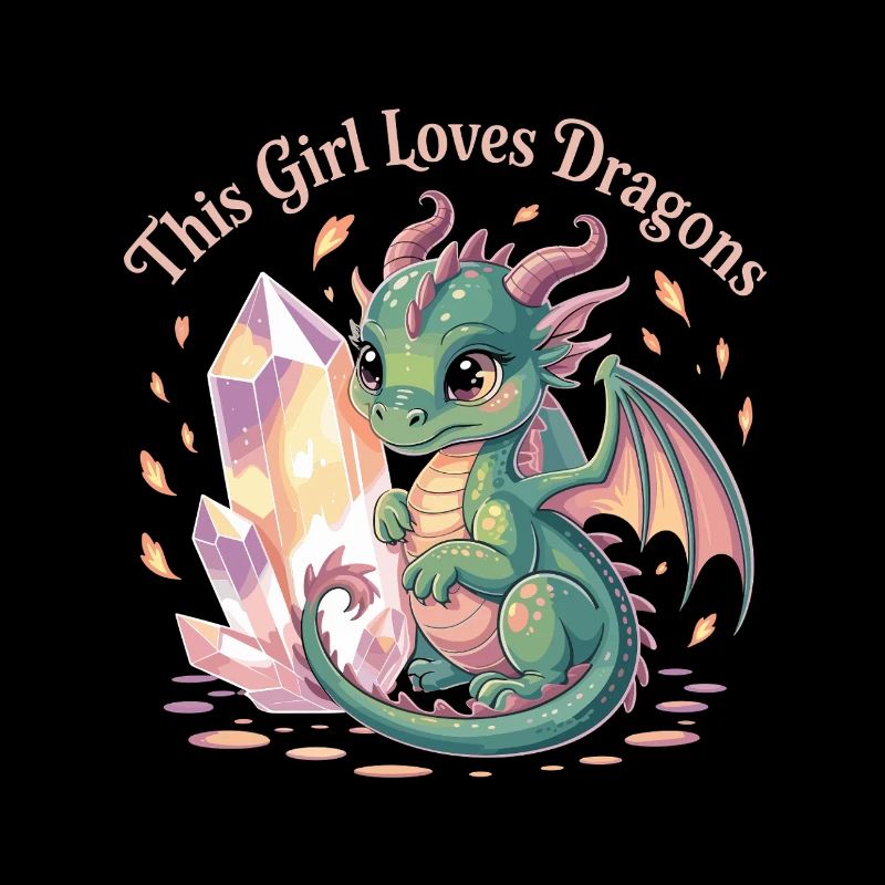 Mädchenliebe zu Drachen mit Kristall