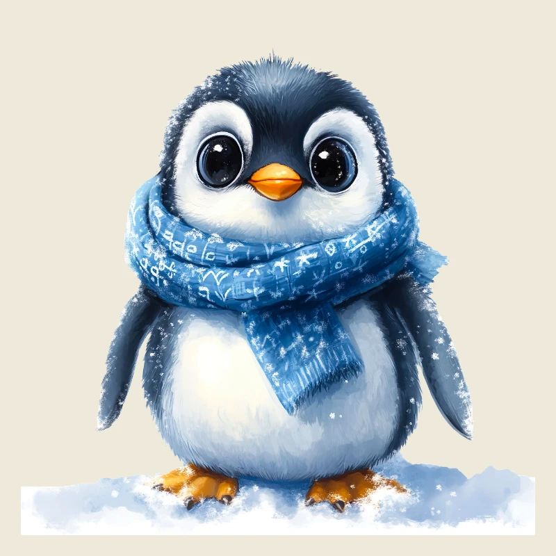 Pingouin mignon avec accessoire d’hiver