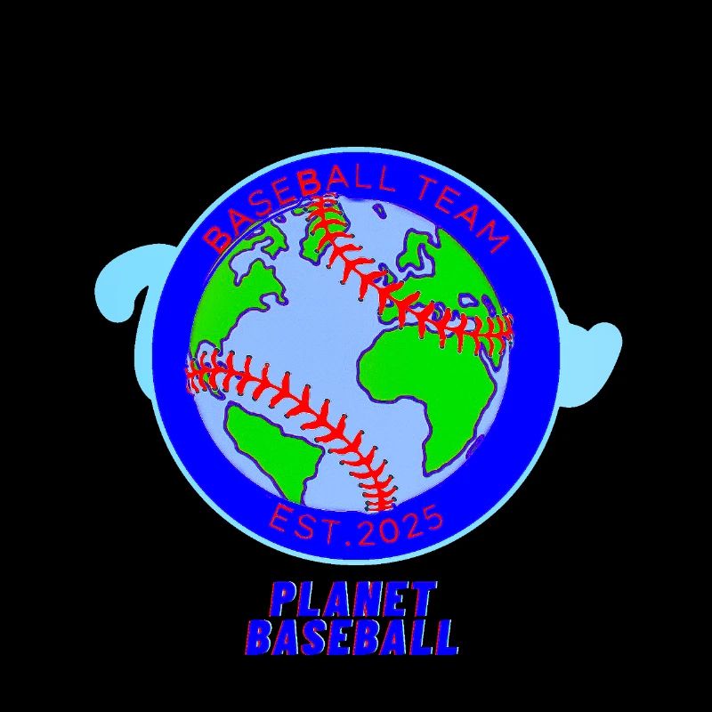 World Map Baseball Team Badge