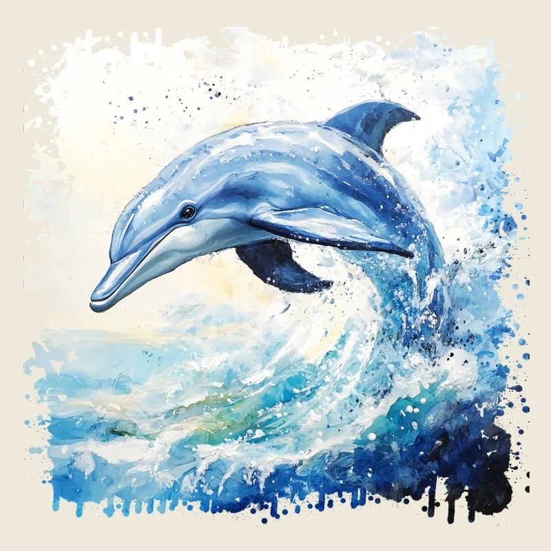 Dauphin amusant dans un tourbillon d’aquarelle