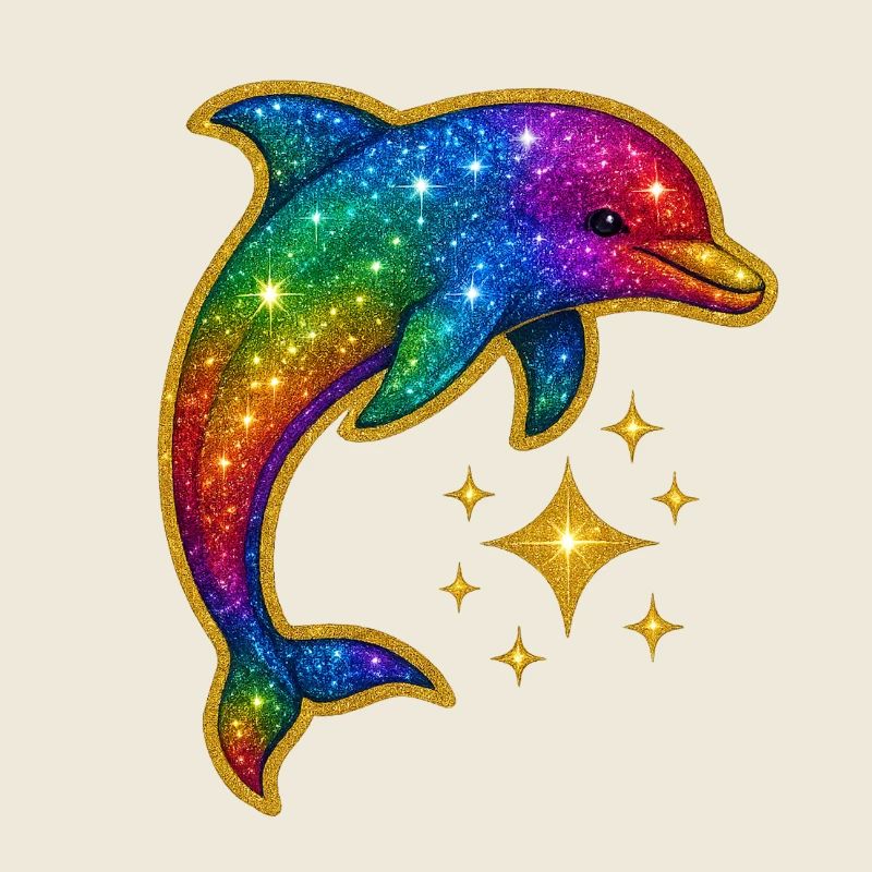 Rainbow Glitter Dolphin