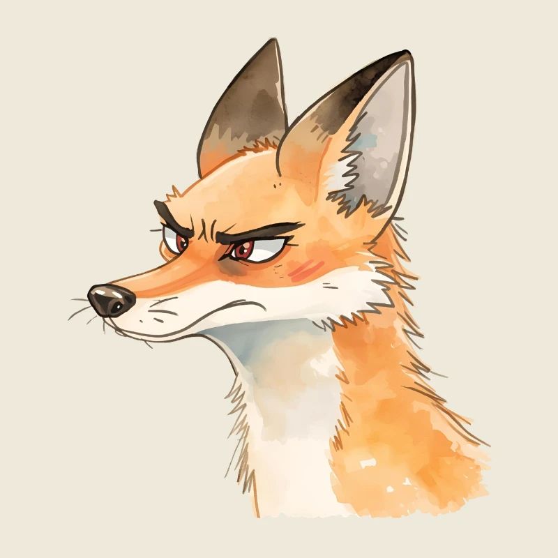 Grim Fox Aquarelle - Conception d’animaux mignons