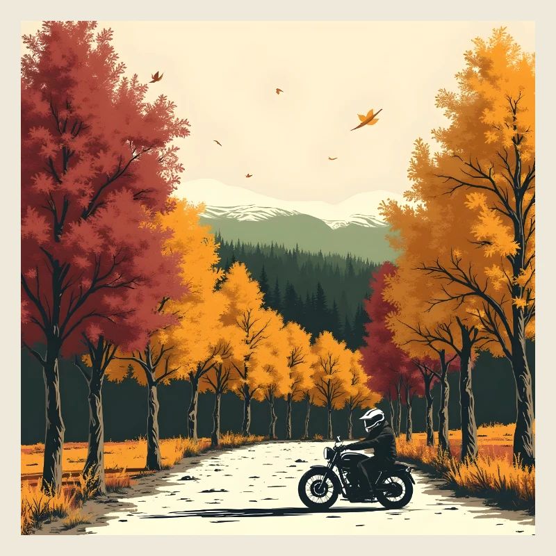 Rangée d’arbres à impression en bloc + vélo