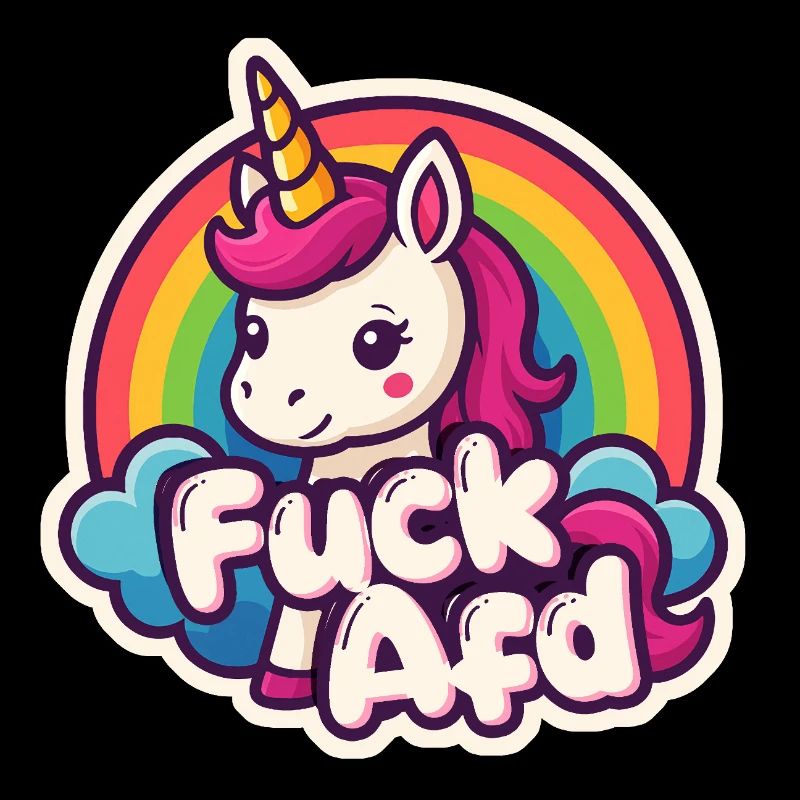 Einhorn FUCK AFD Unicorn Regenbogen Sticker 