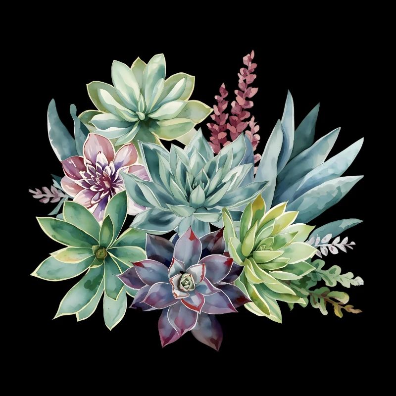 Pastel succulentes Aquarelle Design