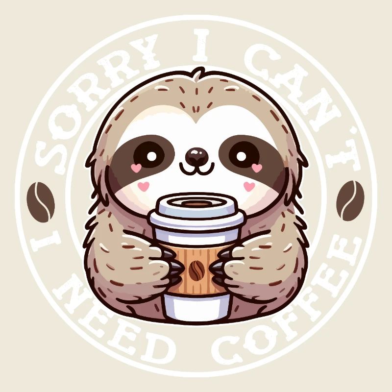 Faultier Süßer Runder Kaffee