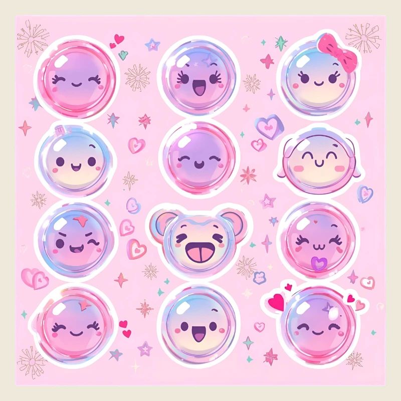 Pink Glow Pastel Kawaii Pattern