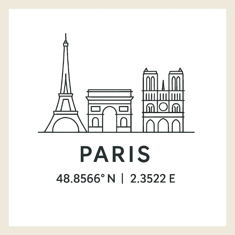 Paris Line Art Silhouette Point de repère