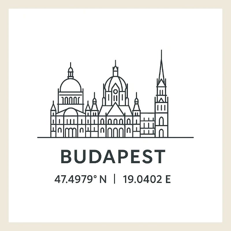 Budapest, Line Art, Silhouette, Point de repère