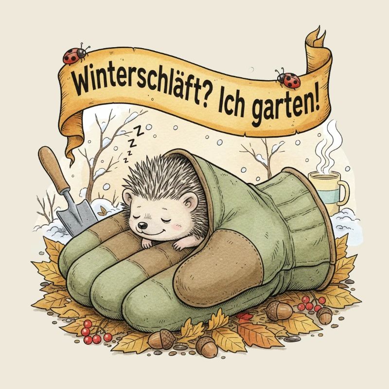 Igel schläft in Gartenhandschuh "Winterschläft? Ic