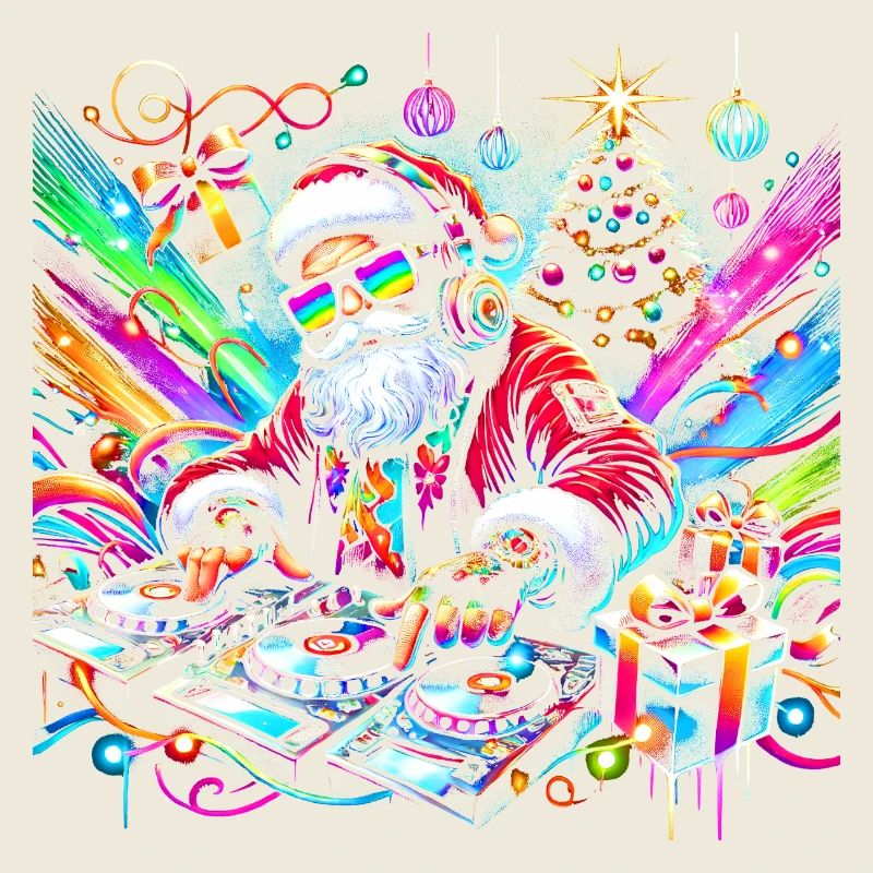 Neon Santa DJ Christmas Pulse