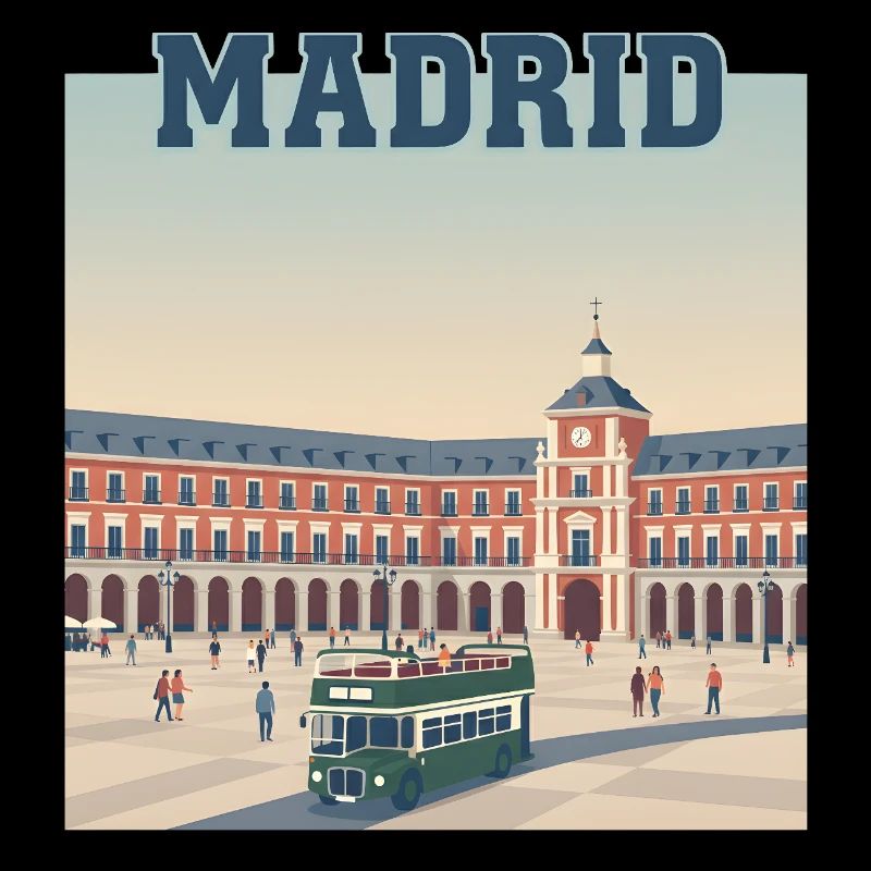 Madrid Plaza Retro-Busszene