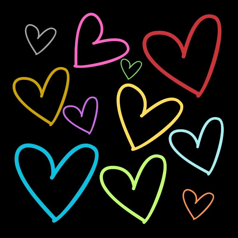 Multicolor Neon Hearts