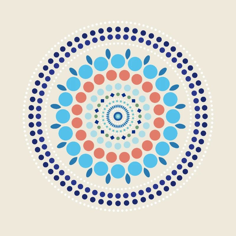 Mandala à points dégradés bleus