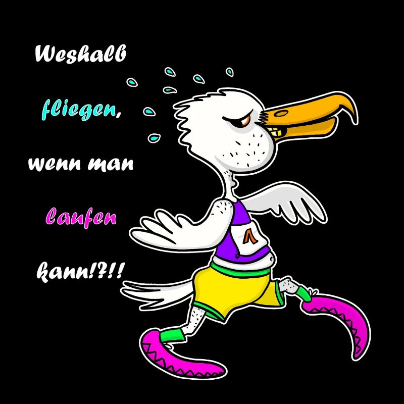 Marathon Möwe – Lustiger Lauf‑Cartoon
