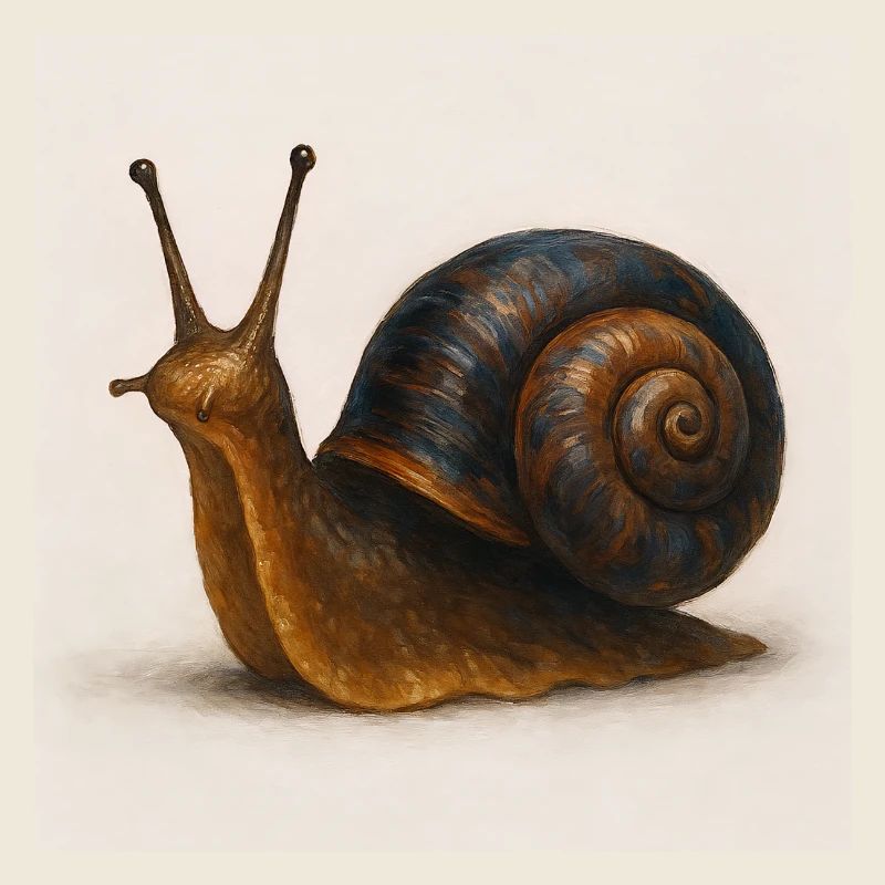 Snail with blue shimmer shell