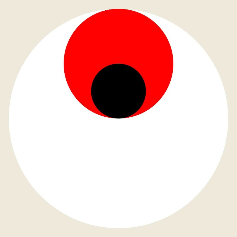 3 circles, white, red and black