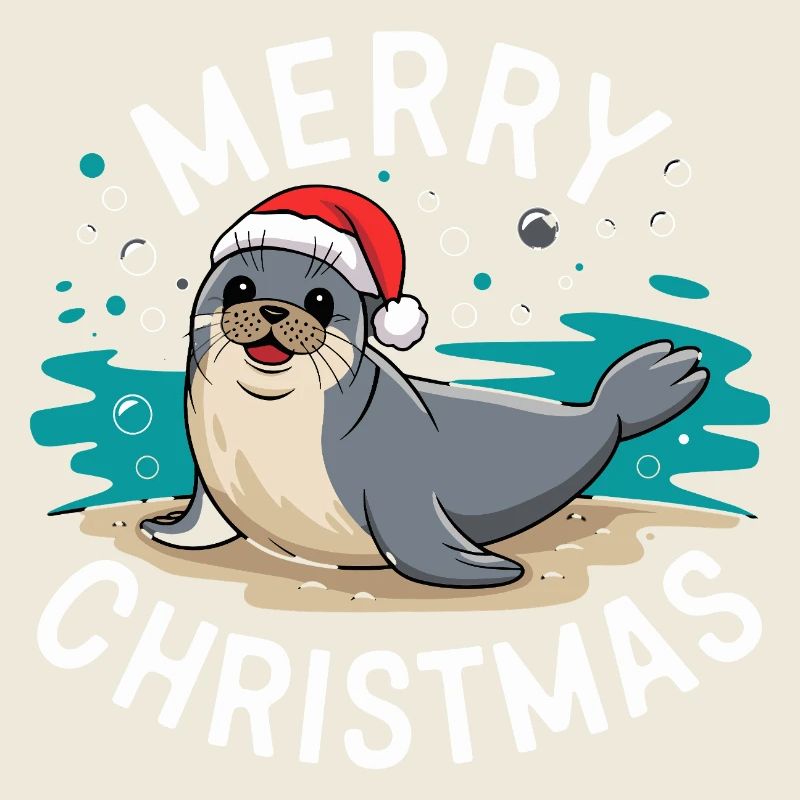 Merry Christmas Cute Christmas Seal