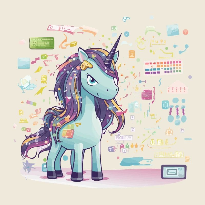 Unicorn Technikzauber Illustration