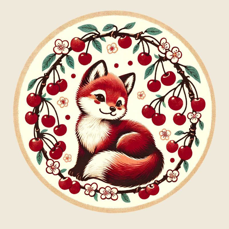Cherry Ring Fox Vintage Circle