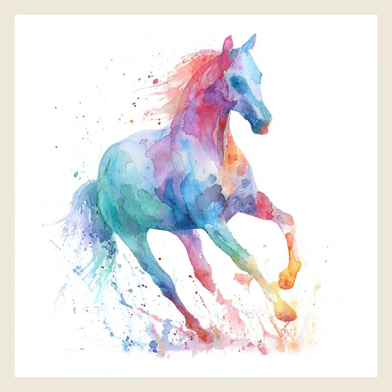 Regenbogen-Aquarellpferd