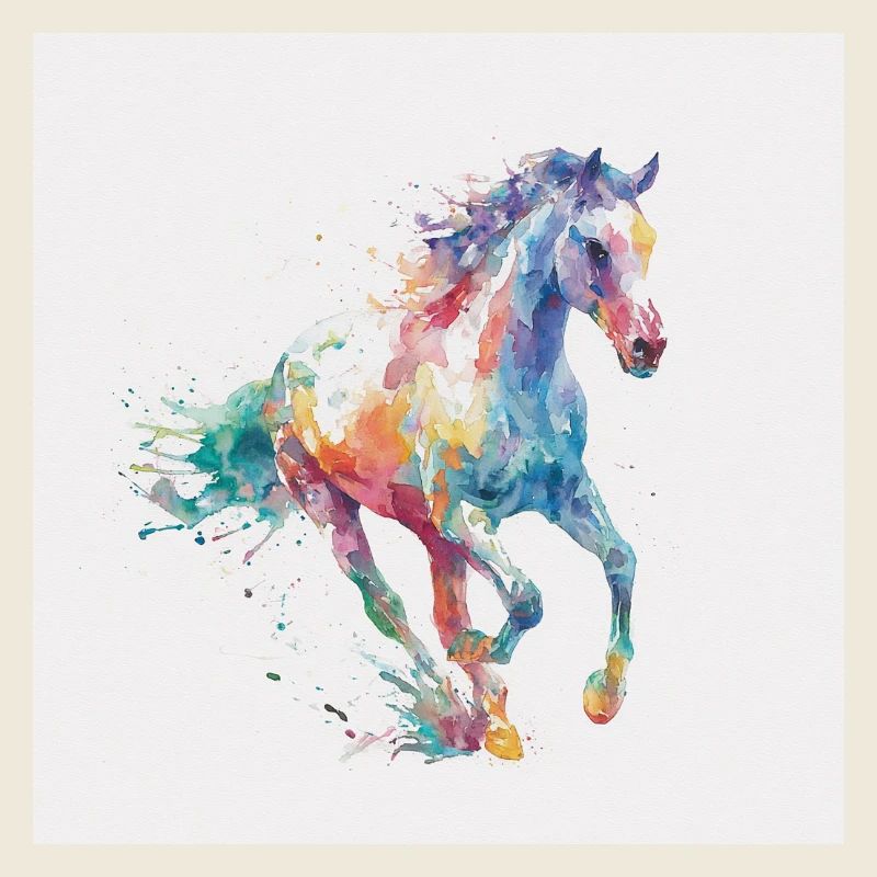 Explosion aquarelle du cheval arc-en-ciel