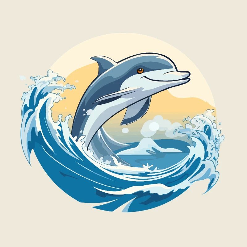 Dolphin jump over surf wave