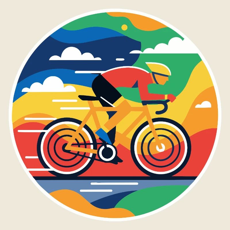 Image circulaire colorée de cycliste