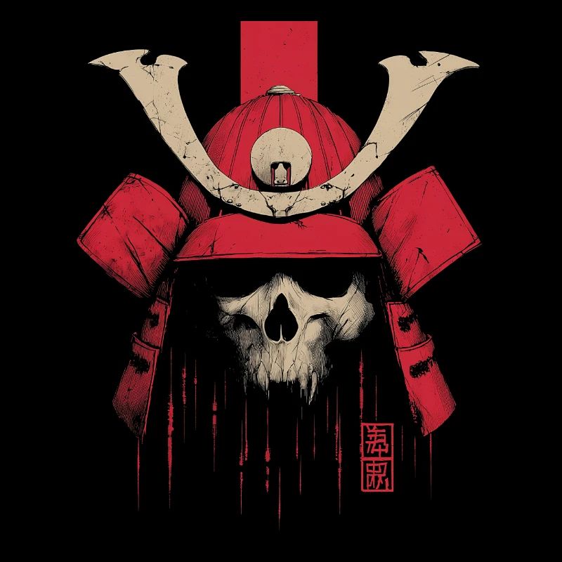 Blutroter Samurai Schädel