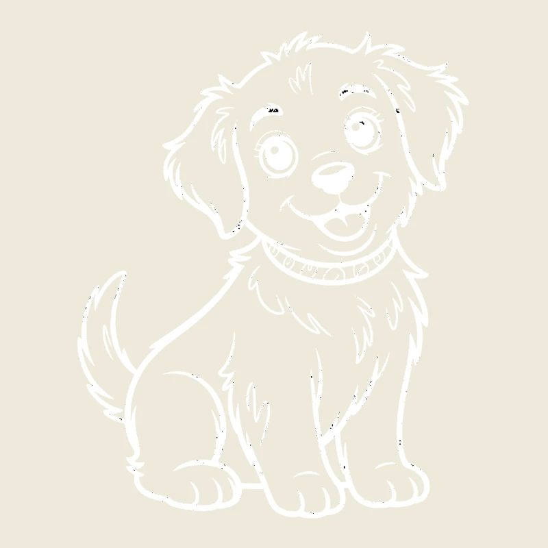 Dessin de traits du chiot souriant