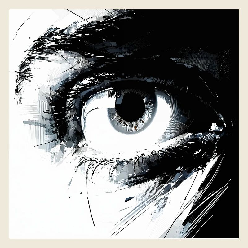 Œil abstrait en noir et blanc
